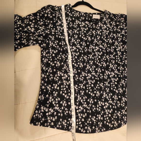 MELLODAY Blouse, Black & White Floral Pattern, Long Sleeve, Size XXL - Picture 11 of 12